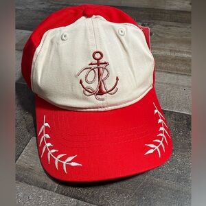 Stylish‎ Red and Cream Anchor Cap